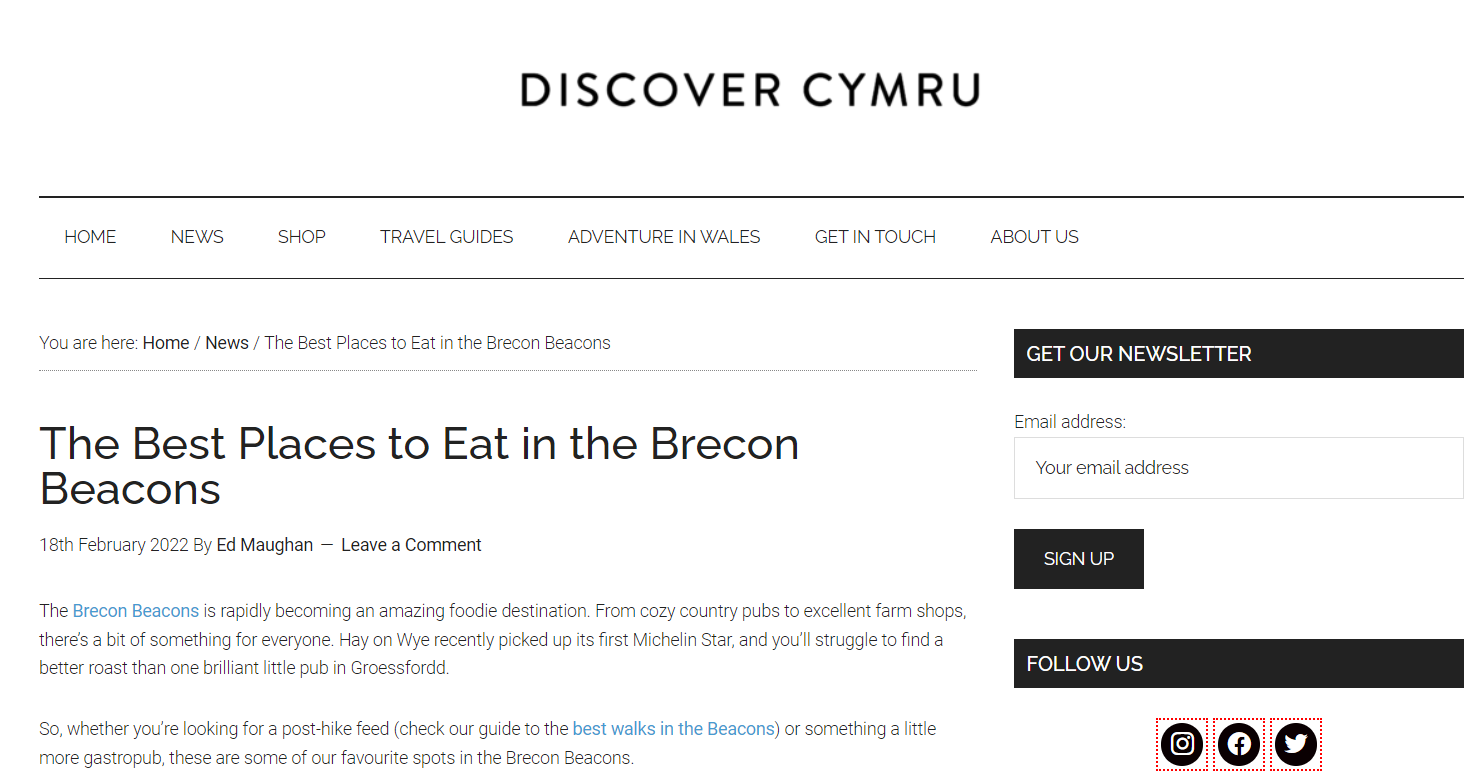 best places to eat brecon beacons